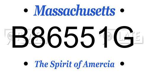 B86551G Massachusetts License Plate