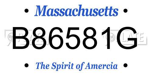 B86581G Massachusetts License Plate