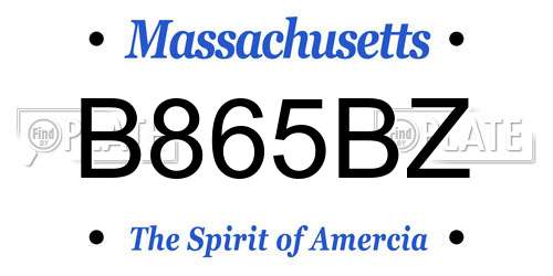 B865BZ Massachusetts License Plate