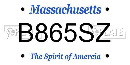 B865SZ Massachusetts License Plate