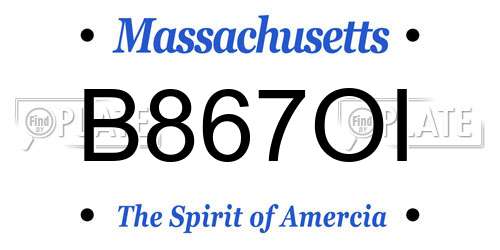 B867OI Massachusetts License Plate