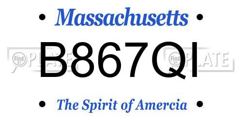 B867QI Massachusetts License Plate