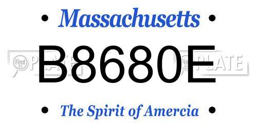 B8680E Massachusetts License Plate