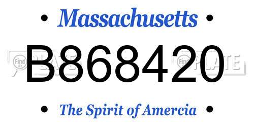 B868420 Massachusetts License Plate