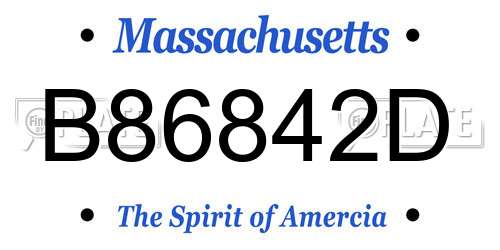 B86842D Massachusetts License Plate