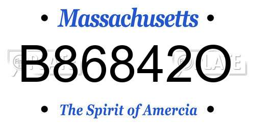 B86842O Massachusetts License Plate