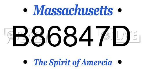 B86847D Massachusetts License Plate