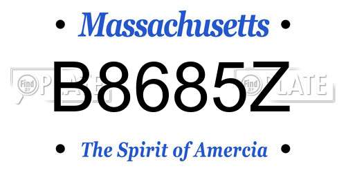 B8685Z Massachusetts License Plate