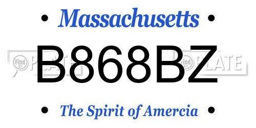 B868BZ Massachusetts License Plate