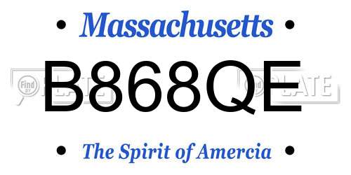B868QE Massachusetts License Plate