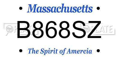 B868SZ Massachusetts License Plate