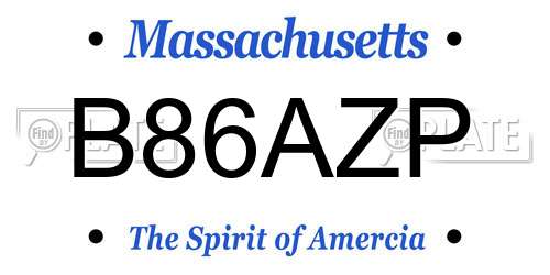 B86AZP Massachusetts License Plate