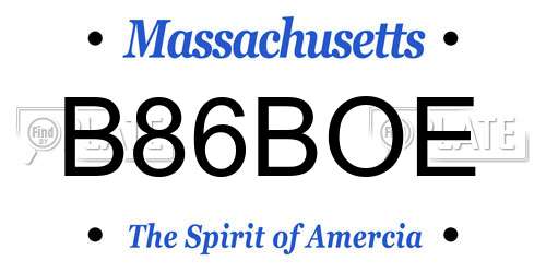 B86BOE Massachusetts License Plate