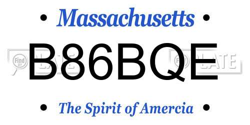 B86BQE Massachusetts License Plate