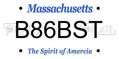 B86BST Massachusetts License Plate