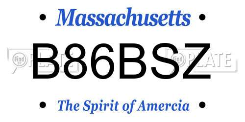 B86BSZ Massachusetts License Plate