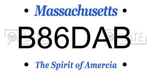 B86DAB Massachusetts License Plate