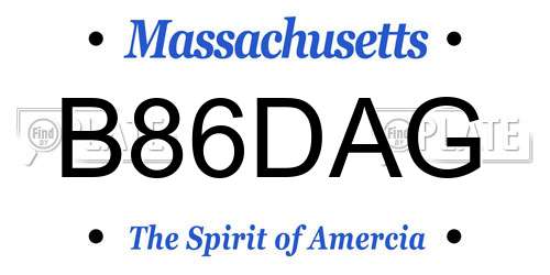 B86DAG Massachusetts License Plate