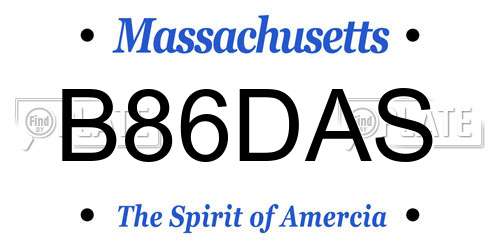 B86DAS Massachusetts License Plate
