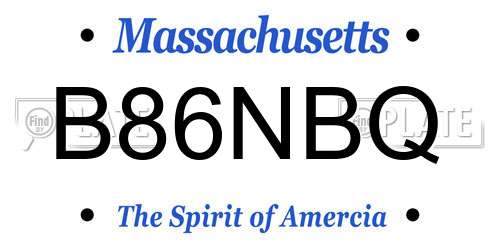 B86NBQ Massachusetts License Plate