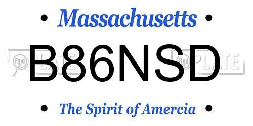 B86NSD Massachusetts License Plate