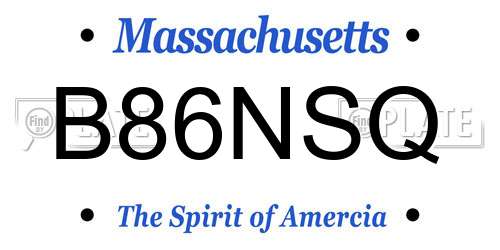 B86NSQ Massachusetts License Plate
