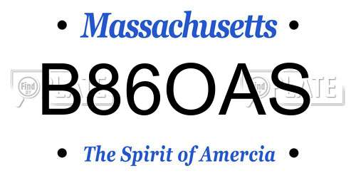 B86OAS Massachusetts License Plate