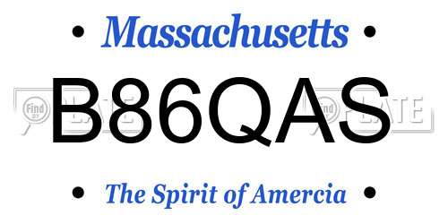 B86QAS Massachusetts License Plate