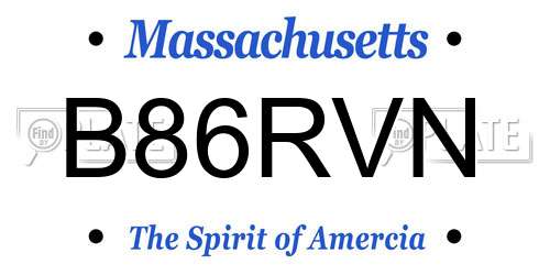 B86RVN Massachusetts License Plate