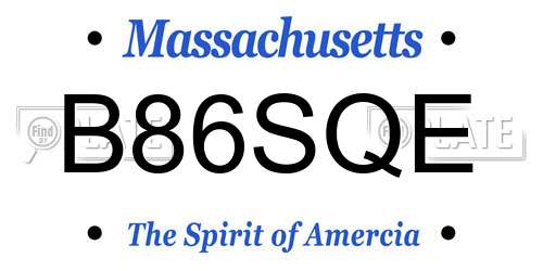 B86SQE Massachusetts License Plate