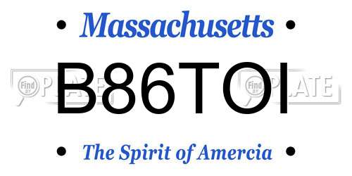 B86TOI Massachusetts License Plate