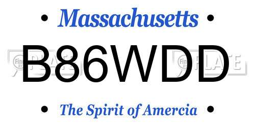 B86WDD Massachusetts License Plate
