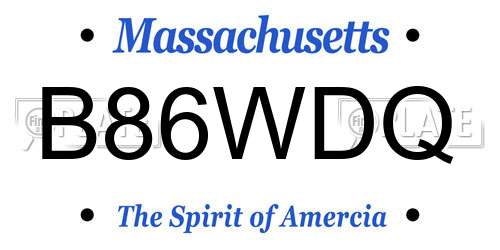 B86WDQ Massachusetts License Plate