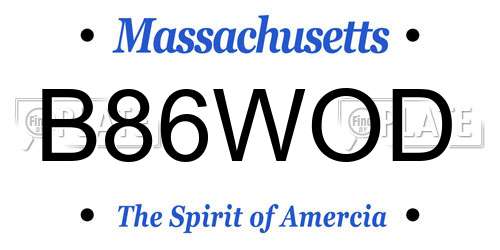 B86WOD Massachusetts License Plate
