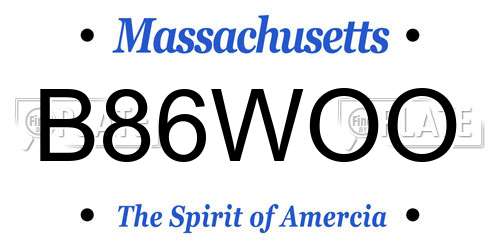 B86WOO Massachusetts License Plate