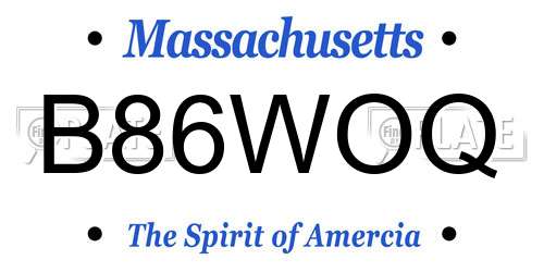 B86WOQ Massachusetts License Plate