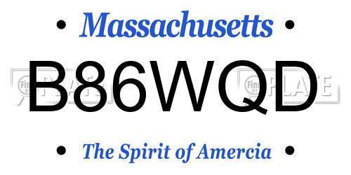 B86WQD Massachusetts License Plate