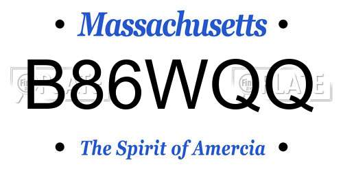 B86WQQ Massachusetts License Plate