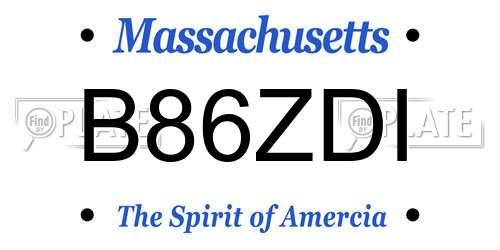 B86ZDI Massachusetts License Plate