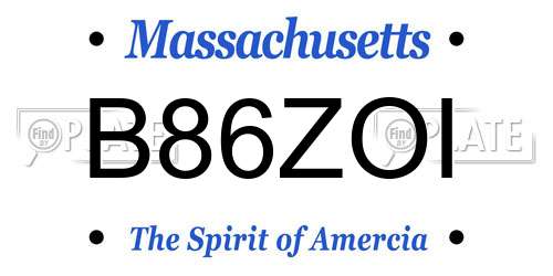 B86ZOI Massachusetts License Plate