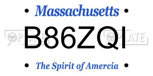 B86ZQI Massachusetts License Plate