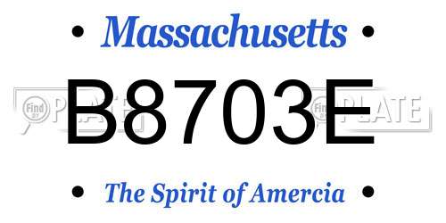 B8703E Massachusetts License Plate