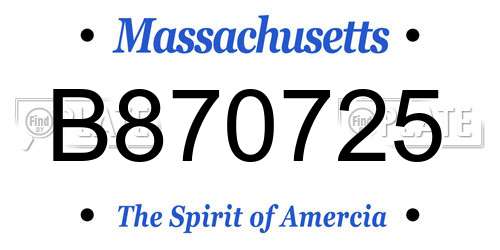 B870725 Massachusetts License Plate