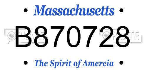 B870728 Massachusetts License Plate