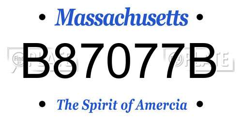 B87077B Massachusetts License Plate