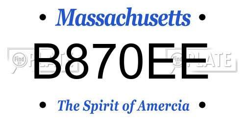 B870EE Massachusetts License Plate