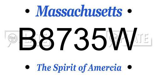 B8735W Massachusetts License Plate