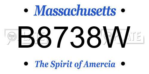 B8738W Massachusetts License Plate