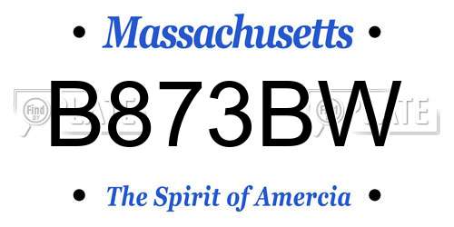 B873BW Massachusetts License Plate