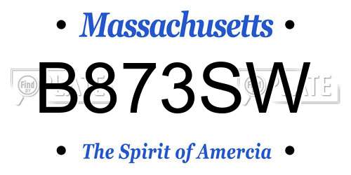 B873SW Massachusetts License Plate